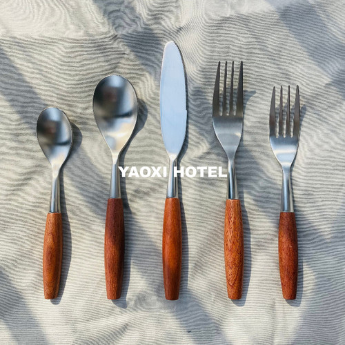 【圆润手感】实木柄日式刀叉勺