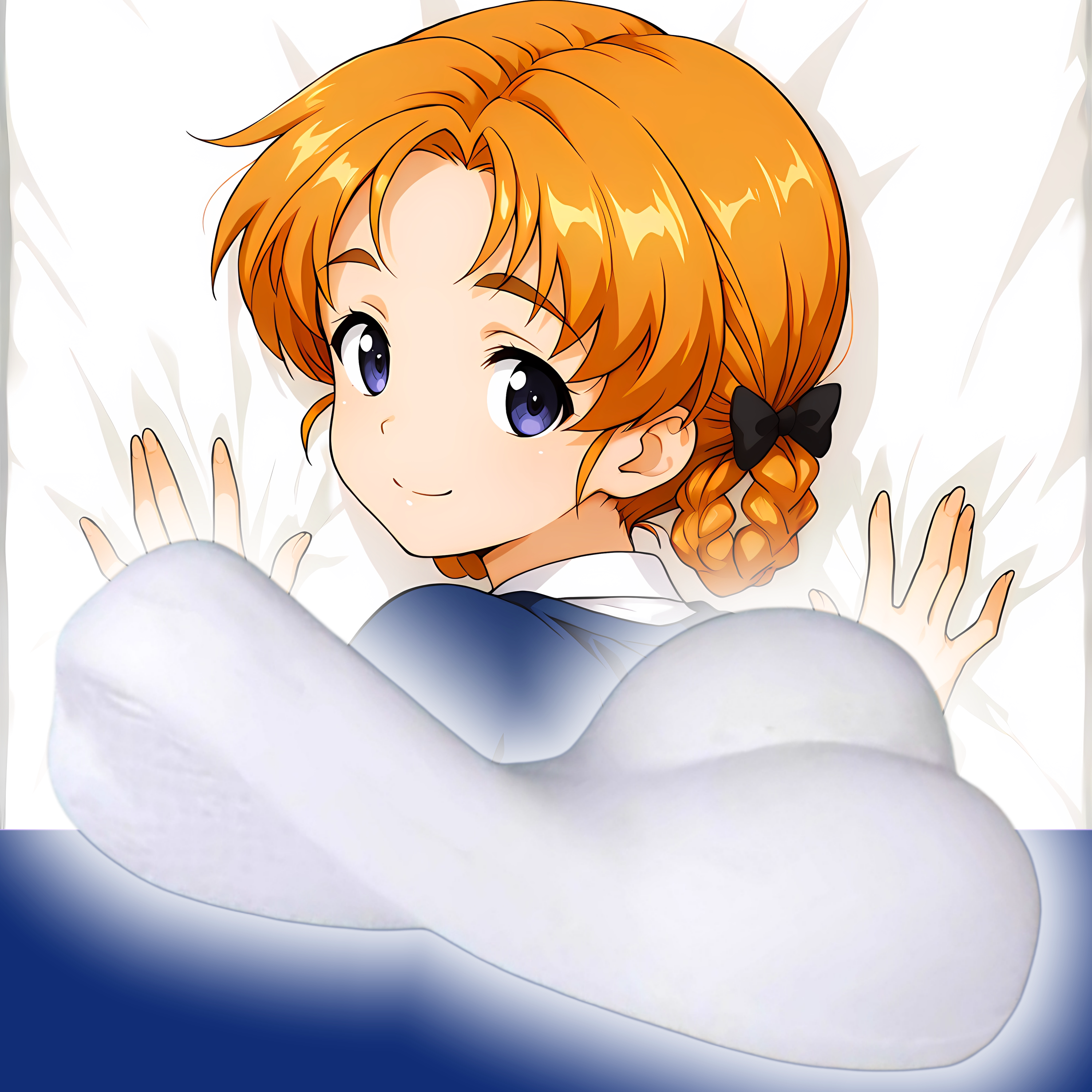 原创半身异形抱枕人形小靠枕头定制战车与少女 橙黄白毫二次元