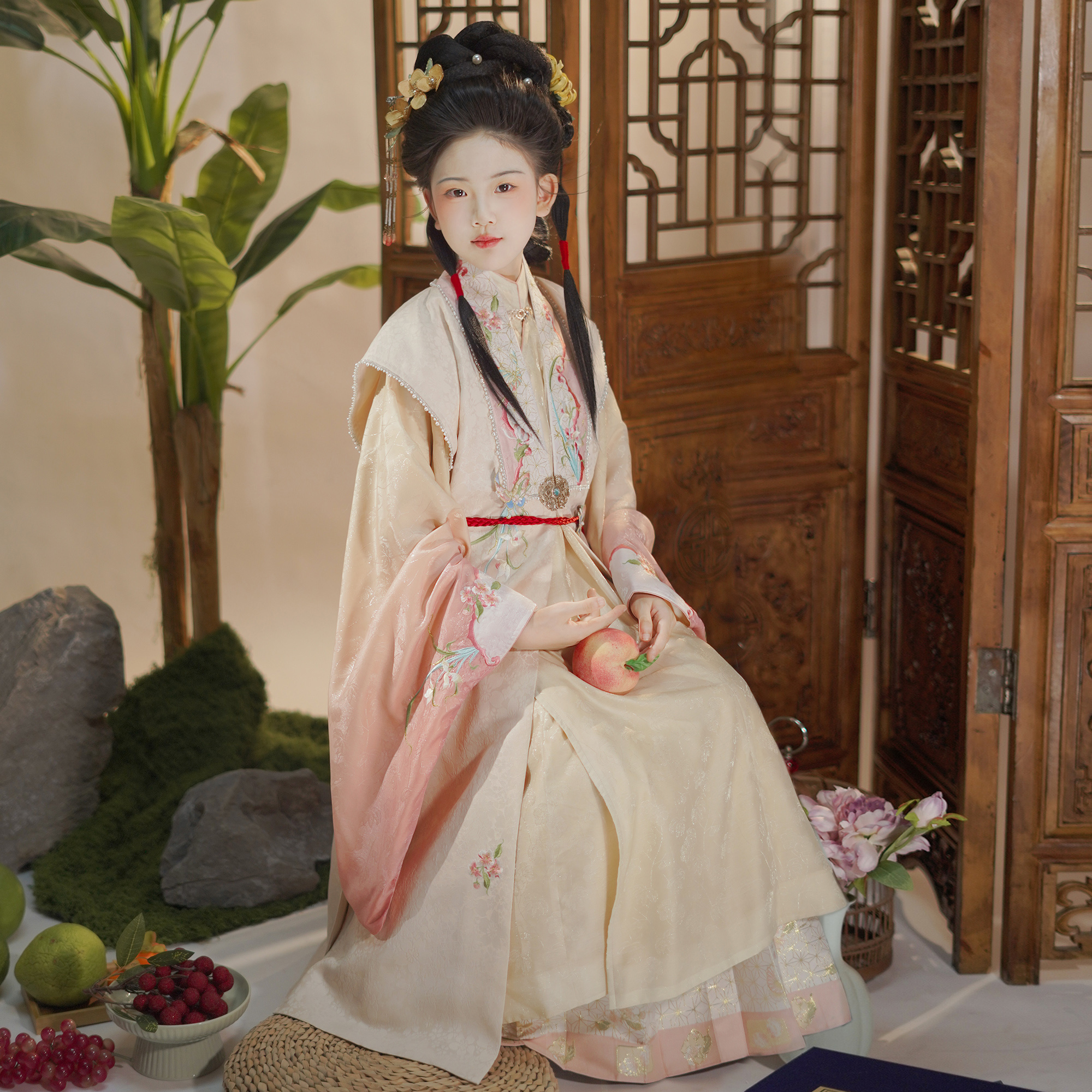 汉服女童晚明风明制比甲汉服套装儿童高端国风古装春秋新款汉服