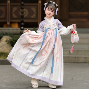 汉服女童冬儿童中国风唐装冬款女孩古风拜年服超仙古装冬季过年服