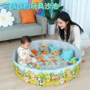 儿童玩具沙池套装宝宝沙子大颗粒仿瓷沙家用室内围栏池挖沙子工具