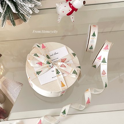 彩色圣诞树丝带礼物包装蝴蝶结装饰彩带礼品打包绳节日氛围装饰