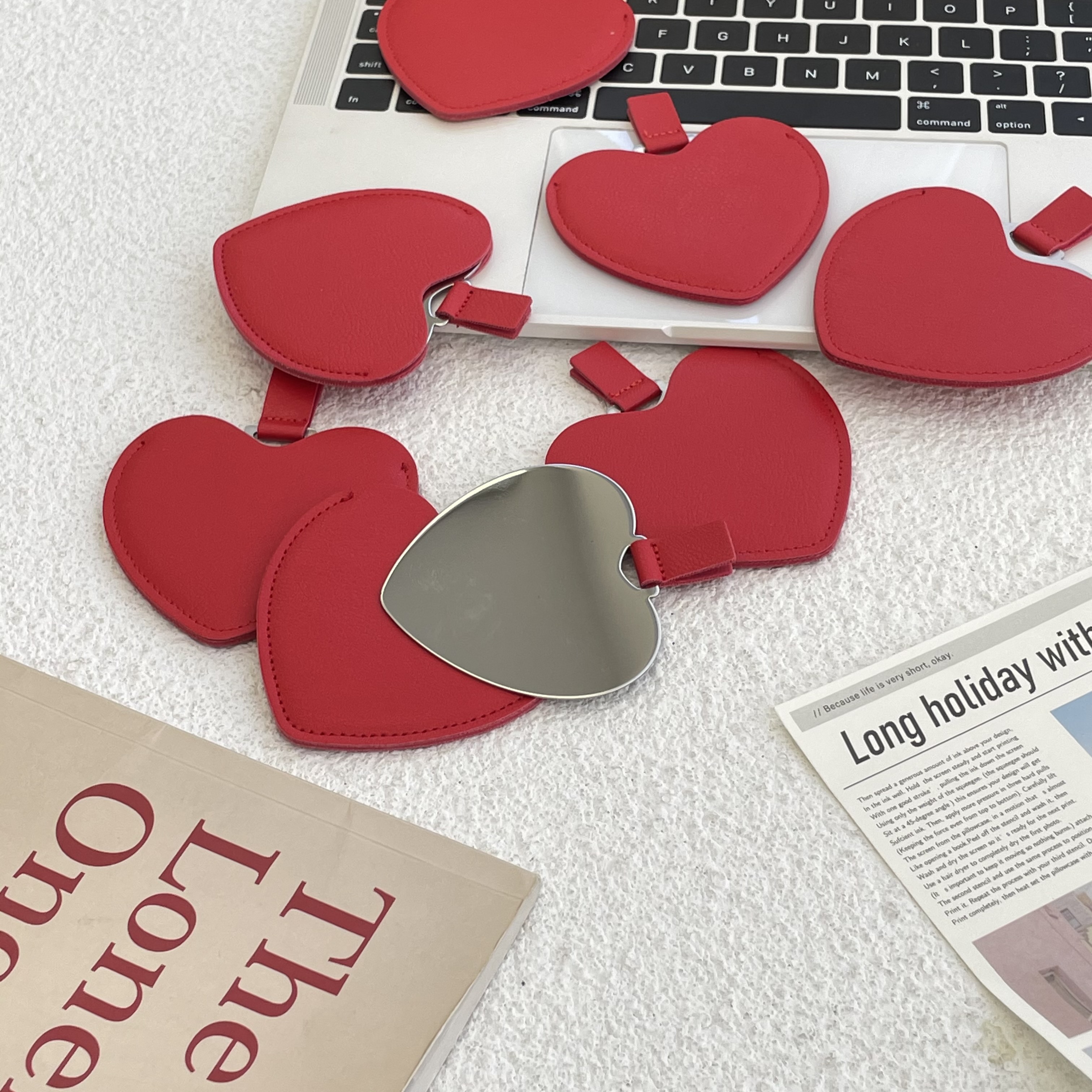 红色爱心随身镜迷你小镜子