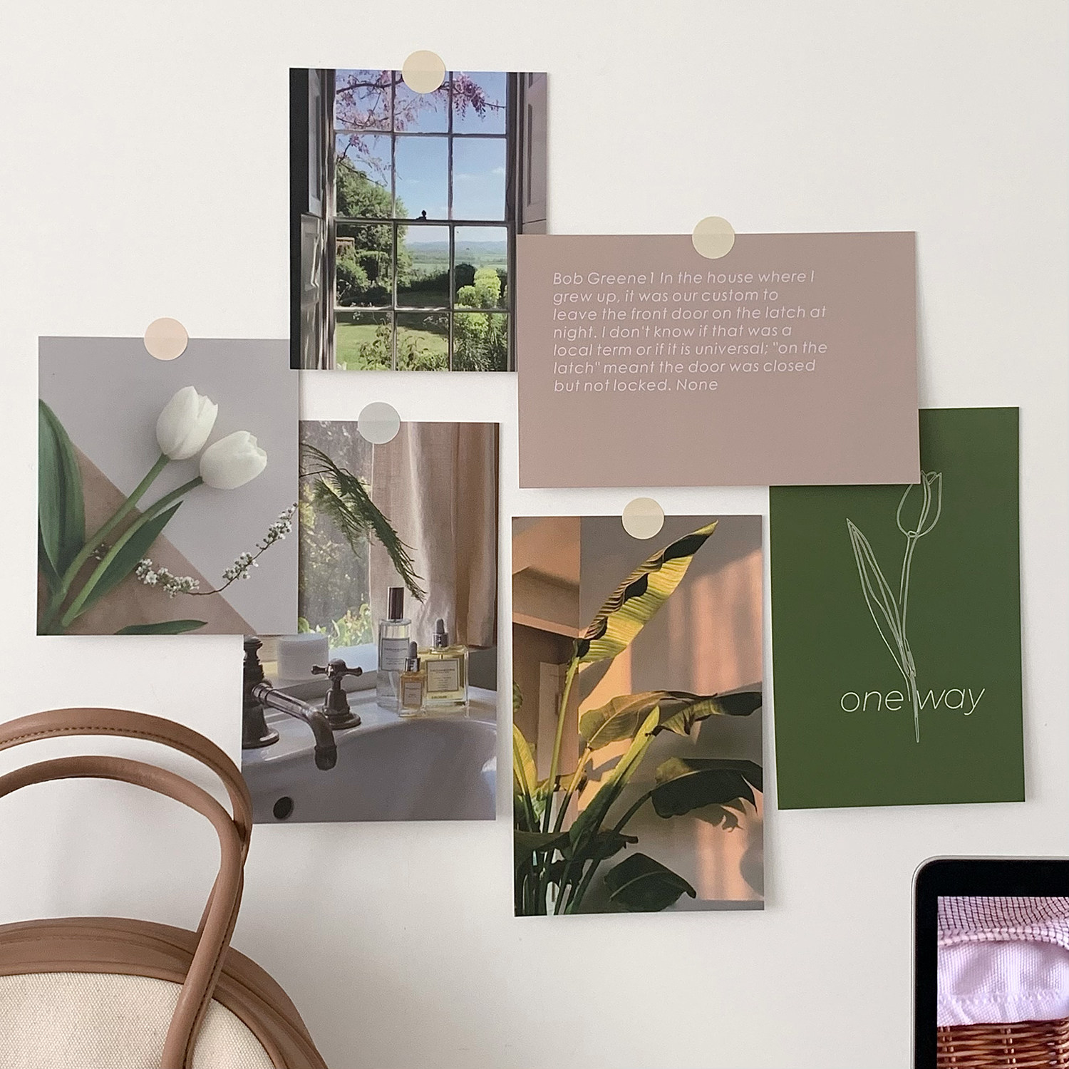 墙面装饰卡片ins风卧室改造装扮小卡拍照背景卡绿色治愈系图画