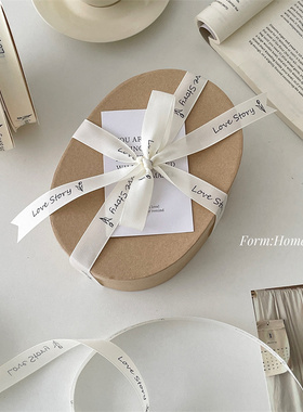 Love story郁金香元素丝带布艺礼物包装绳花艺缎带扎带英文丝带