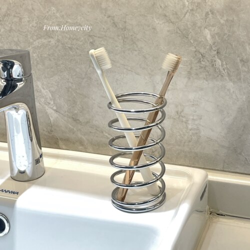 ins不锈钢弹簧造型牙刷架
