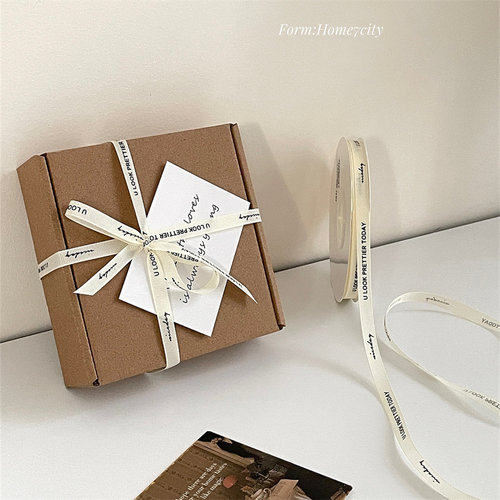 1cm布艺英文丝带简约ins风