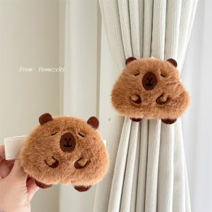 一对2个！胖乎乎卡皮巴拉窗帘绑带可爱玩偶窗帘收纳儿童房装饰