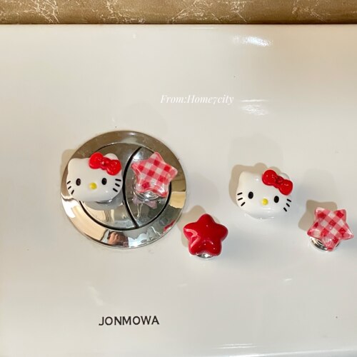 可爱猫咪五角星马桶按压器