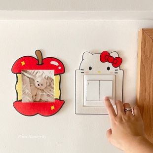饰 创意苹果KT开关贴家用开关插座保护套防脏墙面贴饰卧室改造装