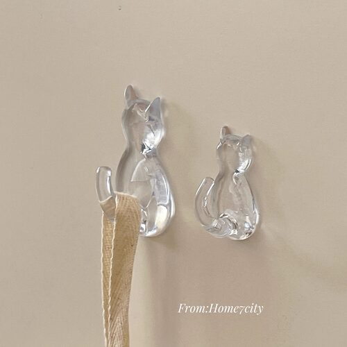 ins风可爱猫咪挂钩透明免打孔