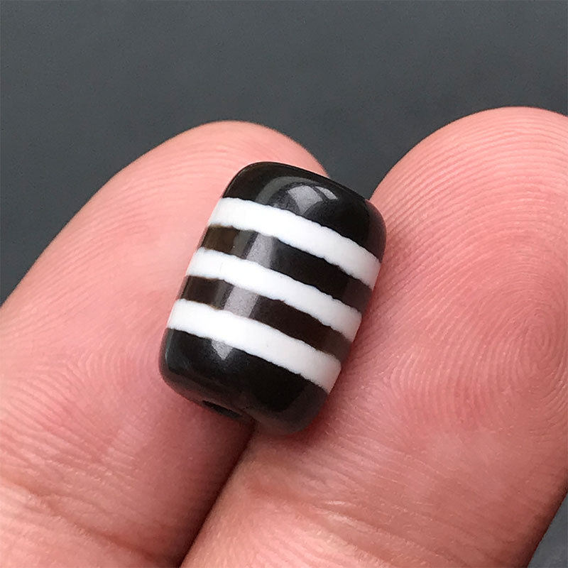 10MM天然天珠玛瑙三线桶珠圆珠子隔珠顶腰珠手串配珠星月菩提配饰