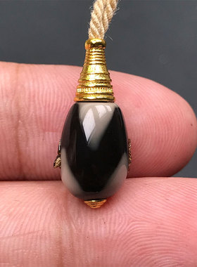 9MM天然虎牙天珠三通DIY虎牙天珠玛瑙三通纯铜佛塔文玩三通配件