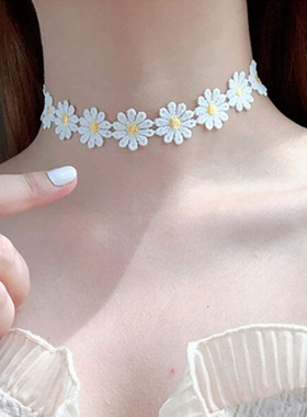 choker颈链小雏菊花朵脖子饰品