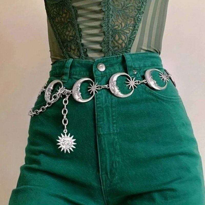 星月金属腰链太阳吊坠肚脐带