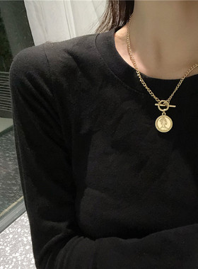 欧美风设计感硬币韩国吊坠项链