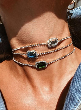 颈链新响水钻锁骨链女