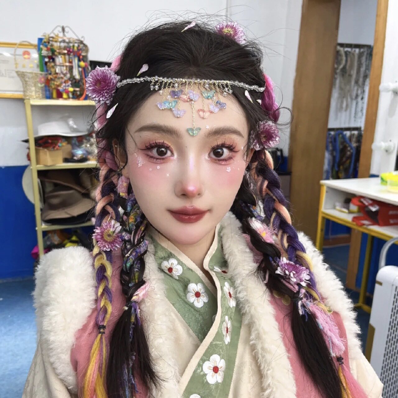 炫彩水晶蝴蝶额饰流苏眉心坠