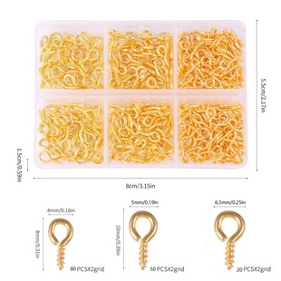 盒装羊眼钉螺丝钉手工DIY饰品配件挂钩螺纹杆钉9字自攻羊眼螺丝钉