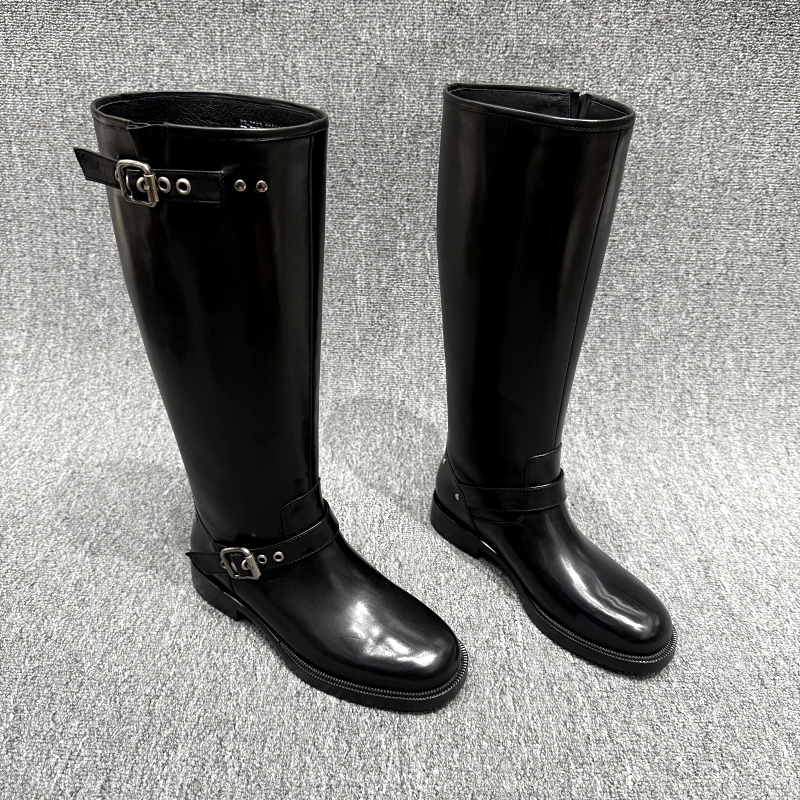 乐魔真皮骑士靴女高筒长靴