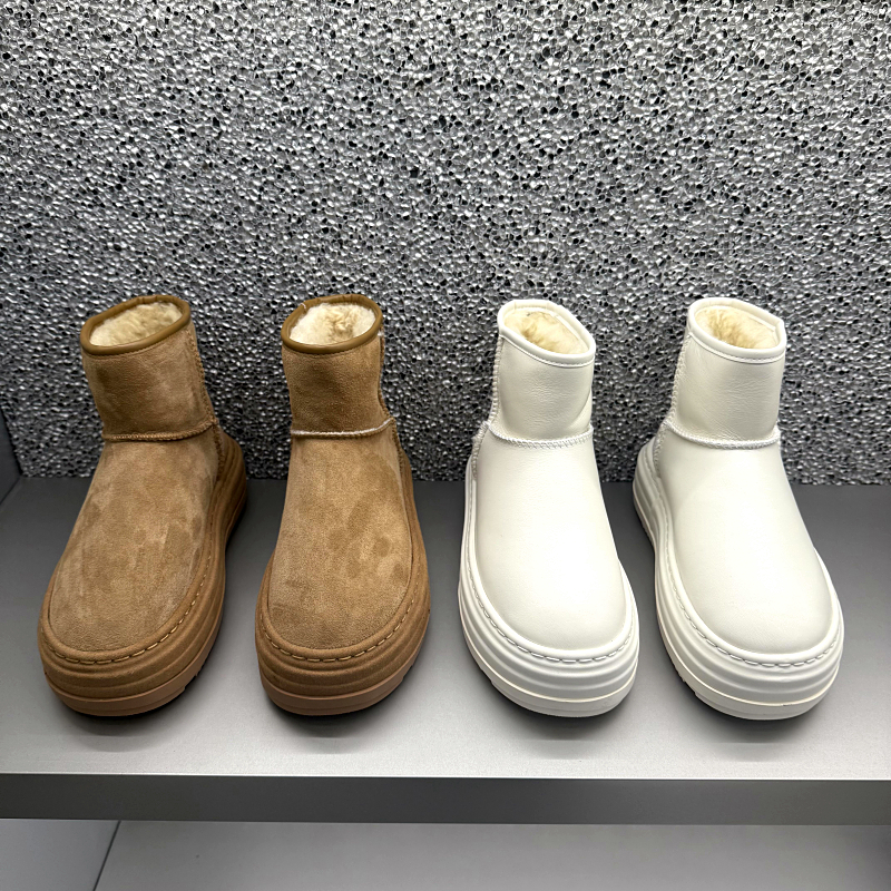 欧货雪地靴女羊毛加绒厚底短靴