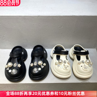 新款 歐貨松糕底包頭拖舒適輕便半拖 女2025年夏季 歐洲站樂魔洞洞鞋