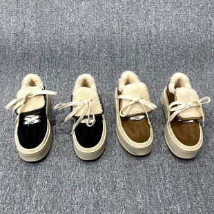 休闲鞋 欧洲站真皮二棉女鞋 欧货磨砂皮加绒保暖时尚 新款 2024年冬季