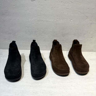 欧洲站真皮马丁靴女2025年秋季 欧货磨砂皮圆头厚底套筒短靴潮 新款