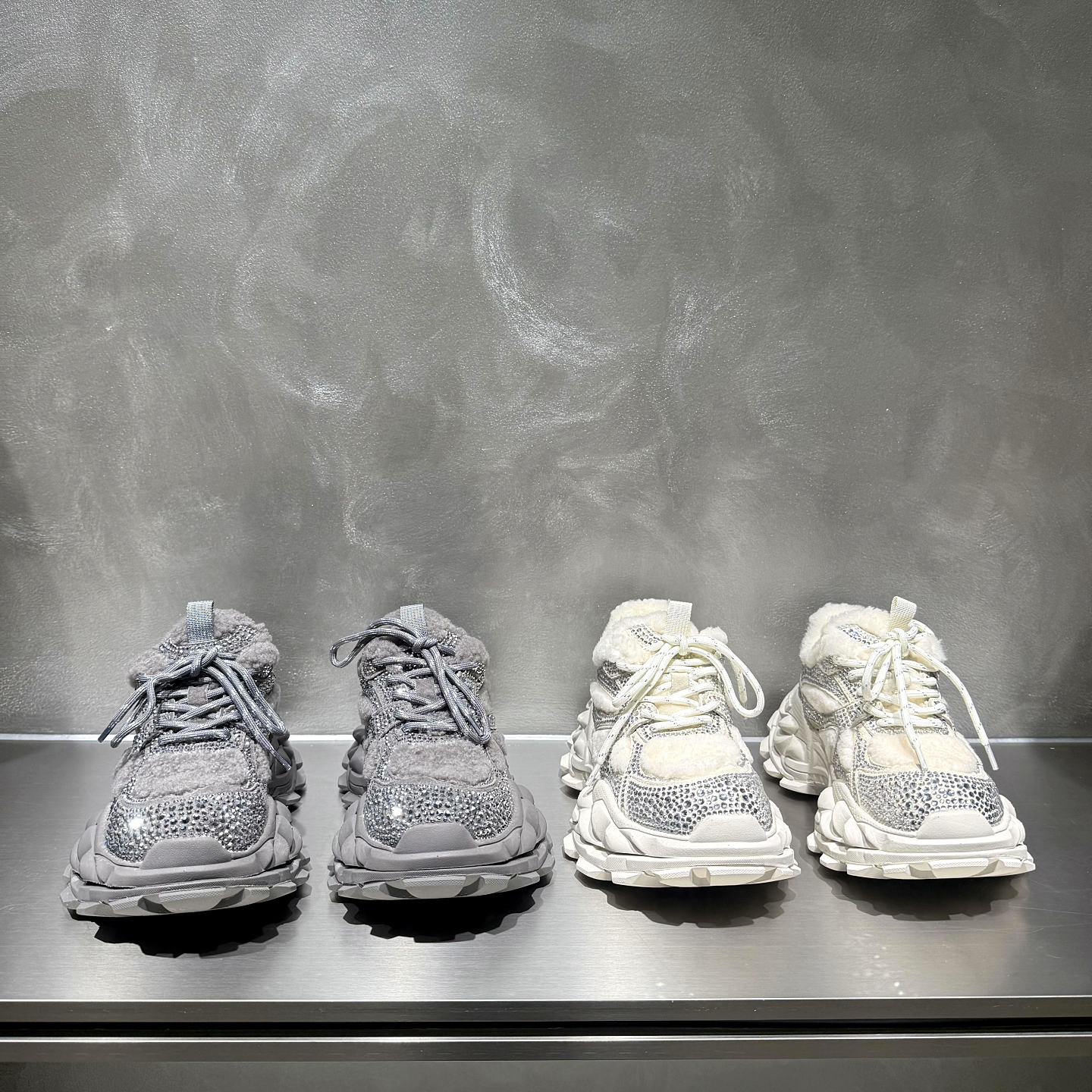 欧货真皮厚底加绒老爹鞋女