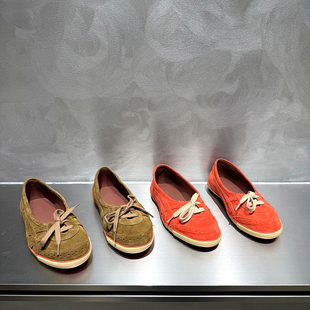 欧洲站真皮女鞋2026年早春新款欧货磨砂皮低跟平底浅口单鞋豆豆鞋