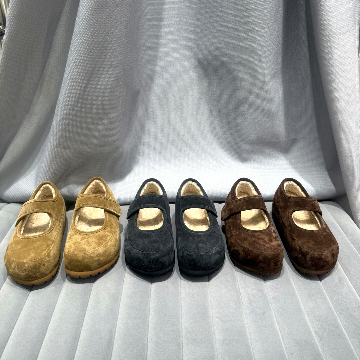 欧货真皮厚底浅口加绒勃肯鞋