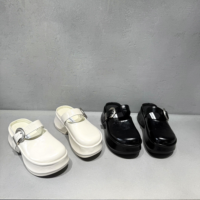 欧洲站真皮拖鞋女2026早春新款欧货英伦风休闲包头拖圆头厚底半拖