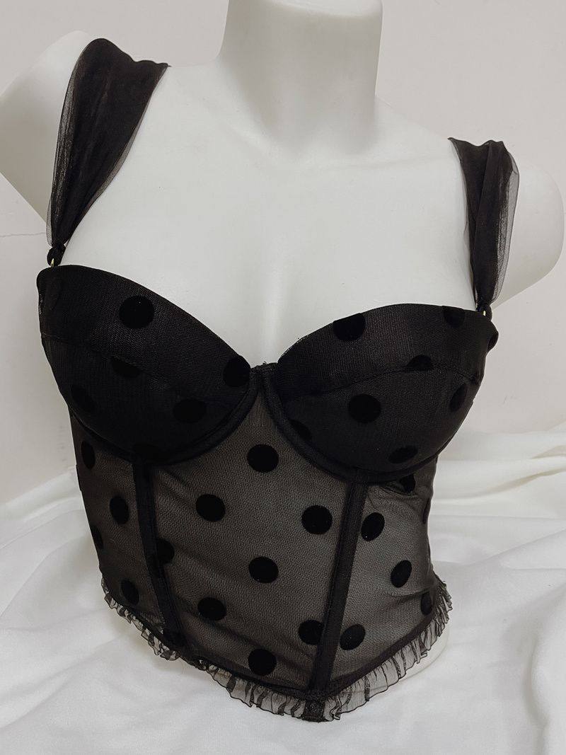 法式植绒性感波点网纱小软钢圈胸衣上托内衣马甲式鱼骨聚拢文胸女,女士内衣/男士内衣/家居服,文胸,淘宝优惠券,粉丝福利购,淘宝优惠卷