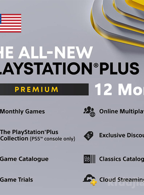 Sony PlayStation Plus Premium 12 Month Card 美服PS5会员年卡