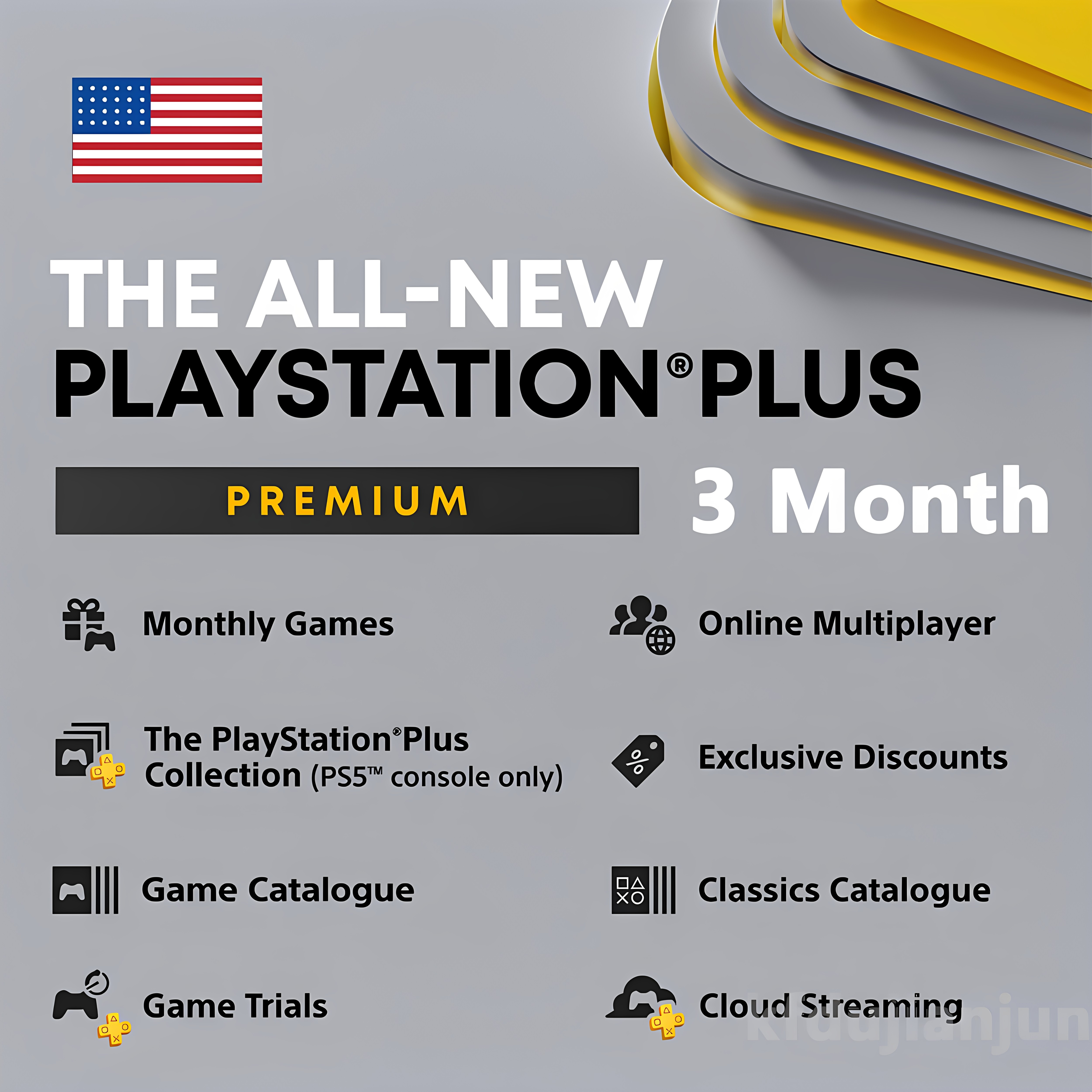 PS Plus Deluxe 3 Month 美区高级版PlayStation会员季卡 PS5/PS4