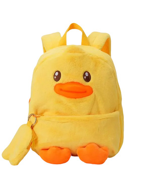 B.Duck 小黄鸭毛绒背包 小学生中学生书包成人通勤百搭逛街双肩包
