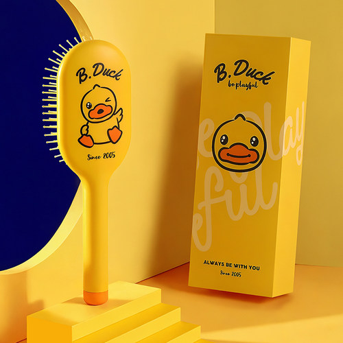 BDuck小黄鸭 麒林椭圆一体气垫梳 黄色BDuck款