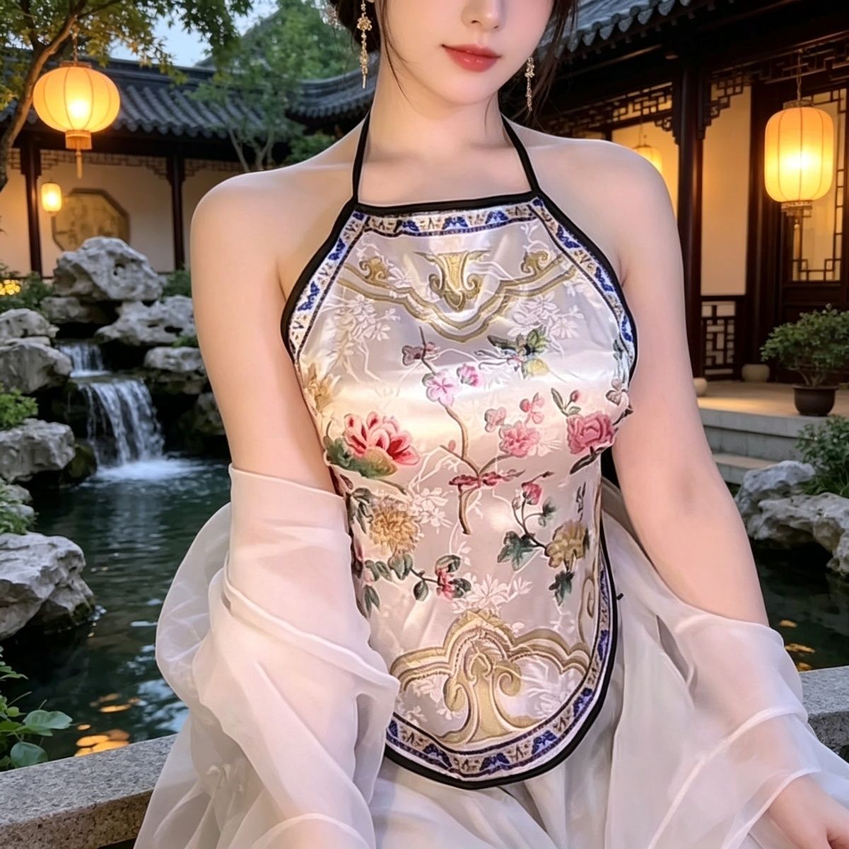 国风印花成人女士肚兜女挂脖式宫肚兜