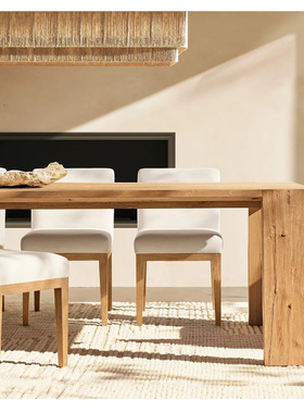 美国Rh家具美式现代实木餐桌原木奶油风复古西餐桌意式简约长桌