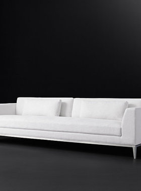 美国Rh轻奢亚麻白色布艺双人沙发意式简约现代客厅棉麻单人沙发