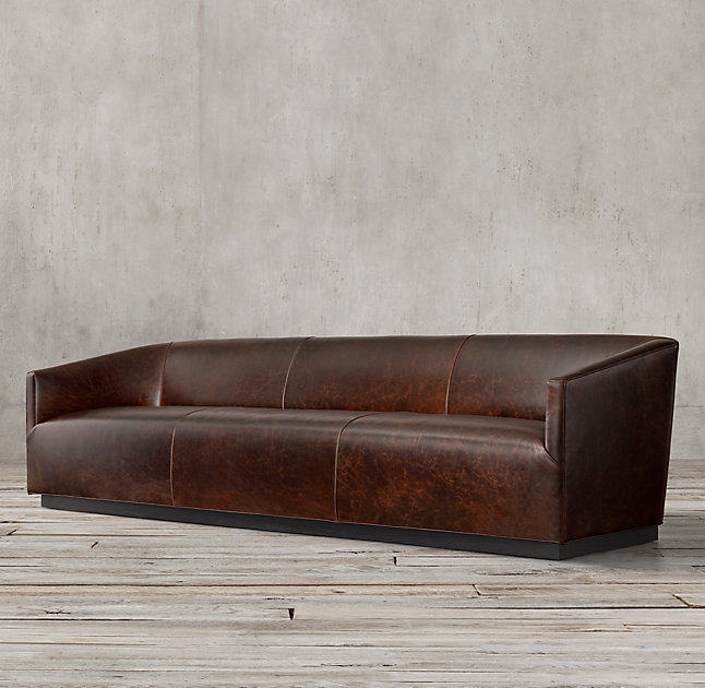 美国rh家具美式乡村复古油蜡牛皮三人沙发现代简约全皮单人休闲椅