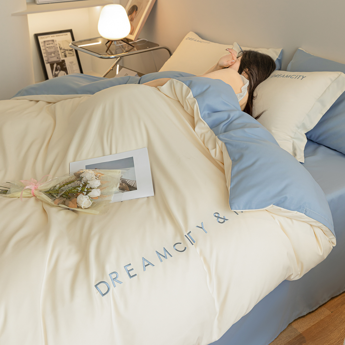 轻奢高级感6g0支四件套床单被套被罩床笠4床上用品三件套学生宿舍