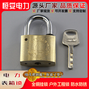 铜锁通用锁头防水防锈电力表箱锁户外安全工程箱变锁叶片通开挂锁