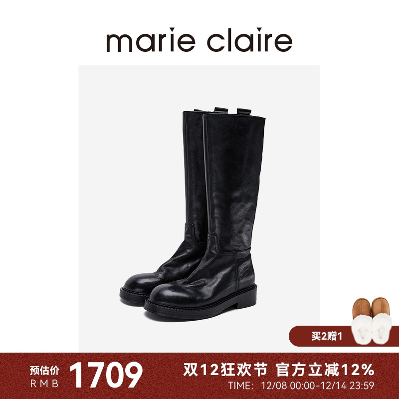 MC女鞋水洗牛皮长靴24冬新款