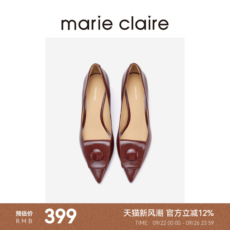 MC女鞋尖头纽扣中跟2024年春新款
