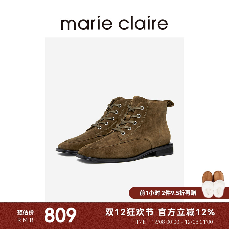 MC女鞋方头马丁短靴24冬新款