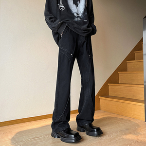 早秋新款美式高街设计感直筒宽松牛仔裤男休闲长裤 K833-P65 控88图片