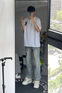 早秋新款美式高街设计感直筒宽松牛仔裤男休闲长裤 K833-P65 控88图片
