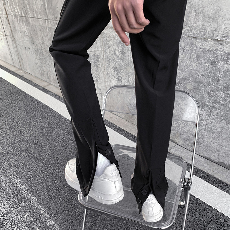 早秋高街vibe开叉排扣高级感休闲裤男修身西裤女KK344-P55，男装西裤，星座205