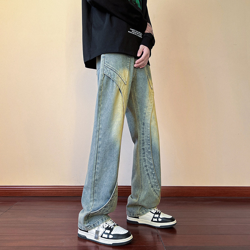 早秋新款美式高街设计感直筒宽松牛仔裤男休闲长裤 K833-P65 控88图片